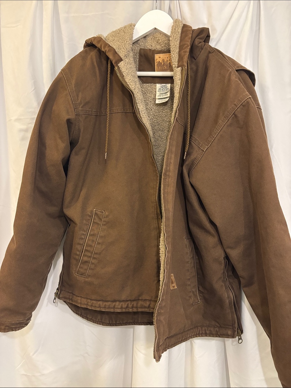 Berne Men’s Brown Sherpa-Lined Hooded Jacket